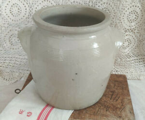 Ancien pot à graisse ou confit en grès ustensile de Cuisine Conserve Vintage 7L