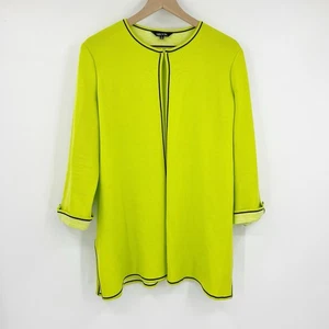 Misook Lime Green Long Length Cardigan Sweater XL Business Office Evening - Picture 1 of 8