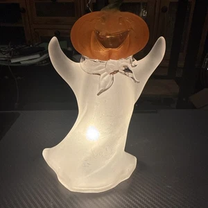 Halloween Frosted Pumpkin Head Light Up Ghost “8 High - Picture 1 of 5
