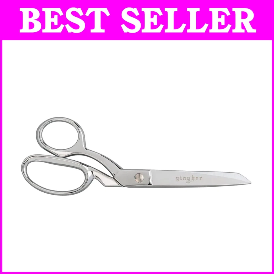 Classic Brushed Chrome 8-Inch Left-Handed Shears - Ideal for Tailoring & Crafts - Image 1 of 4