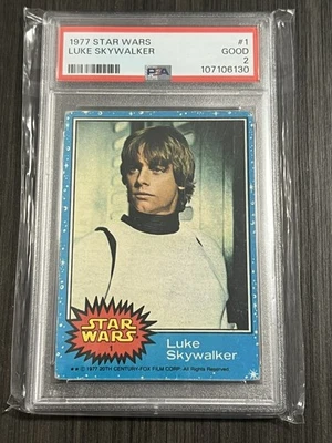 1977 Topps Star Wars Luke Skywalker #1, PSA 2, Series 1 - Image 1 of 2