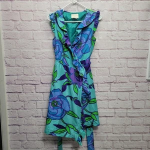 Abito Kate Spade New York Aubrey con volant taglia 2 100% seta boho floreale *LEGGI - Foto 1 di 8
