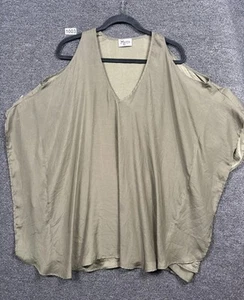 Show Me Your Mumu Peta Boo Tunic Silky Satin Womens Size S Olive Green Oversized - Picture 1 of 6