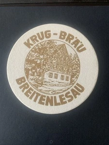 Vintage German Beer Mat Coaster Cardboard Kruger-Brau Breitenlesau - Picture 1 of 3