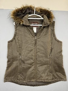 Cripple Creek Ranchwear Kunstfell Weste mit Kapuze Damen 2XL XXL braun gerippt Western - Bild 1 von 7