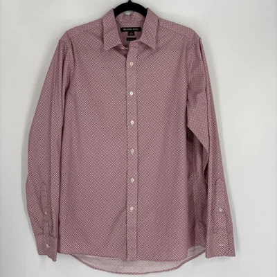 Camisa con botones Michael Kors para hombre - estampado geométrico rojo blanco - talla mediana Foto 1 de 4