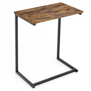 C-shaped End Side Coffee Tray Sofa Table Laptop TV Snack Stand W/ Metal Frame - Picture 1 of 10