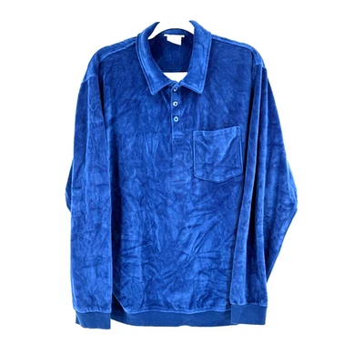 Vintage Irvine Park Velvet Velour Shirt Mens L Retro 70s 80s Style Mobster Polo - Image 1 of 4