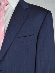 Traje Joseph Abboud 2 piezas para hombre 44L azul marino a rayas 2 botones pantalones 36x31 lana - Imagen 1 de 20