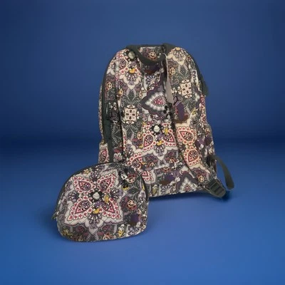 Womens Vera Bradley Multi Color Floral Pattern Book Bag Adjustable Straps Medium - Image 1 of 4