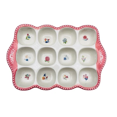 Ramo floreciente The Pioneer Woman soporte para 12 huevos gres rosa granja Pascua Foto 1 de 4