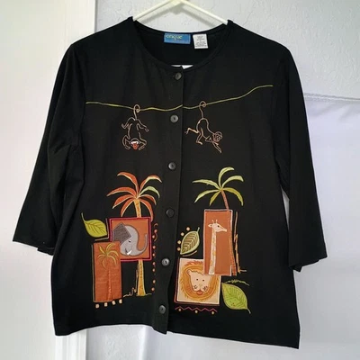 Cárdigan Animal Bordado Onque Informal Algodón Para Mujer Talla Mediana Cuentas Foto 1 de 4