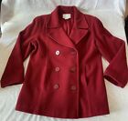Worthington Women’s Burgundy Red Lined Blazer Wool Career Jacket Button Size 16