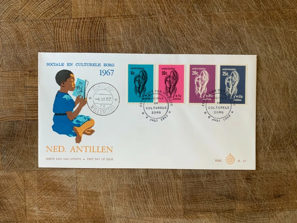 NETHERLANDS ANTILLES 1967 FDC E47 SOCIETY CULTURE HELPING HANDS SUPPORTING WOMEN - Image 1 of 1