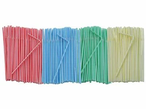 Flexible Plastic Drinking Straws (Assorted Classic Striped) Bendable Disposable - Picture 1 of 5