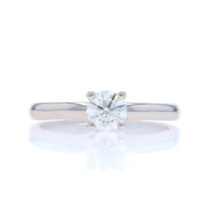 White Gold Diamond Solitaire Engagement Ring - 18k Round Brilliant .38ct - Picture 1 of 10