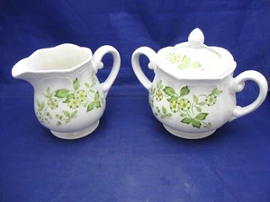 IRONSTONE CREAMER AND COVERED SUGAR BOWL - "PETITE FLORAL" - MADE IN JAPAN - Picture 1 of 12
