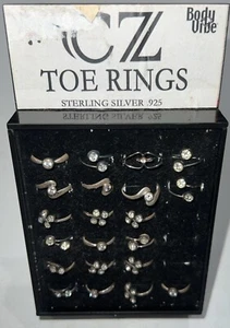 Sterling Silver - Lot of 21 Asst. Body Vibe CZ Flower Solid /Gemstone Toe Rings - Picture 1 of 5