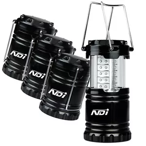4 Pack Portable Outdoor LED Camping Lantern + 12 AA Batteries Black ND-001 OZ - Picture 1 of 7
