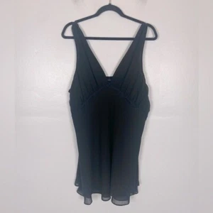 Jones New York Nightgown Black Chiffon Size XL Lace Trim Chemise - Picture 1 of 9