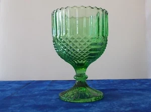 AHC82 Anchor Hocking Wintergreen Chalice 6 1/8" Green Antique Heavy Glass - Picture 1 of 8