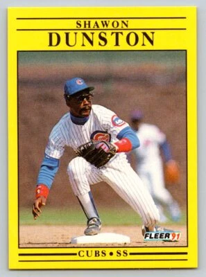 1991 Fleer #420b Shawon Dunston Chicago Cubs - Image 1 of 2