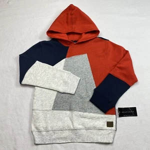 Sean John Boys Sweatshirt sz 7 Gray Blue Orange Colorblock Hooded Pullover New - Picture 1 of 24