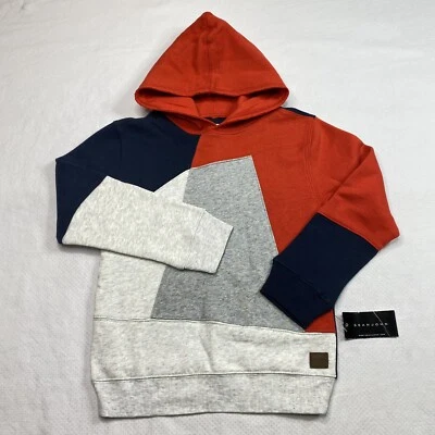 Sudadera Sean John Niños Talla 7 Gris Azul Naranja Bloques de Color Pullover con Capucha Nueva Foto 1 de 4