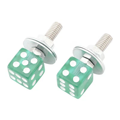 Paar Kennzeichenschrauben Befestigung Grün Würfel Chopper Custom Motorrad - Bild 1 von 4