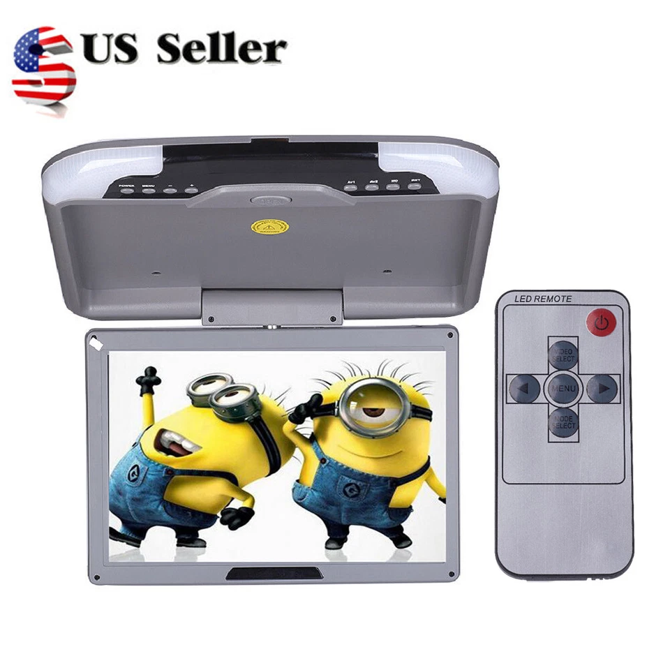 13'' Car Trunk Screen Flip Down Roof Mount Monitor Overhead TFT LCD Screen Gray - Image 1 of 4