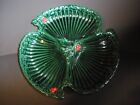 Mid Century Inarco Japan Christmas Holly Divided Candy Dish 9 Round Euc