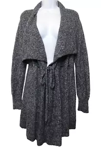 Motherhood Maternity Belted Drape Cardigan Sweater M Gray Cotton Blend - Picture 1 of 9