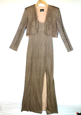 Vintage Gold Dress 10 Metallic Crochet Formal Jacket Wendye Chaitin Onyx Nite - Image 1 of 4