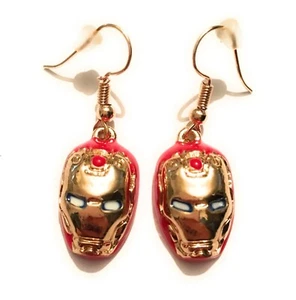 Iron Man Orecchini Pendenti Maschera Tony Stark Metallo Nichel Free Comics - Picture 1 of 1