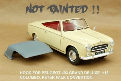COFANO PER AUTO PEUGEOT 403 CABRIOLET SOLIDO COLUMBO 1:18 /FIGURA NON INCLUSA - Immagine 1 di 4