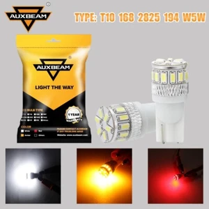 AUXBEAM T10 LED License Plate Brake Light Bulbs White Amber Red 168 2825 194 W5W - Picture 1 of 15