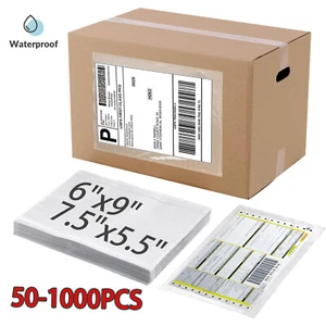 6x9 Clear Packing List Invoice Label Pouches 7.5x5.5 Shipping Envelopes Adhesive - Picture 1 of 16