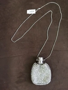 AUSTRIAN CRYSTAL BEZEL SET STUNNING EVENING BAG CHAIN CINCHED TOP EXPANDABLE WOW - Picture 1 of 10