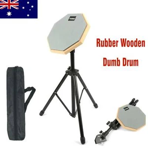 8 Inch Rubber Dumb Drum Practice Silencer Mute Gray Pad Adjustable Steel Stand - Picture 1 of 10