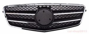 FRONT GRILLE FOR BENZ W212 '10-'13  E350 E550 E63  A TYPE CHROME-BLACK w/Emblem - Picture 1 of 4