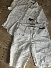 NWT Sean John XL 38 Linen Cotton Two Piece Set Shorts Shirt White 