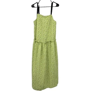Topshop Dress Womens Size 4 Floral Print Tie Shoulder Midi Sleeveless Drop Waist - Picture 1 of 8