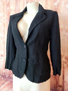 Juicy Couture Women 100% Linen Black Blazer Two Button Jacket Size M - Picture 1 of 13