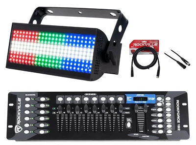 American DJ ADJ JOLT 300 RF Blinder/Strobe Effect Light+DMX Controller+Cables - Image 1 of 4