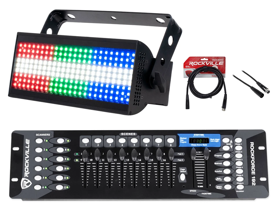 American DJ ADJ JOLT 300 RF Blinder/Strobe Effect Light+DMX Controller+Cables - Image 1 of 4