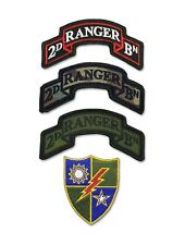 2nd Ranger BN Scroll grouping - 3 scrolls and a 75th unit insignia - Hook & Loop