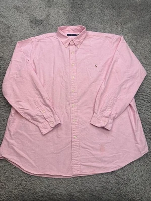 Ralph Lauren Shirt Men 2XLT Tall Pink Twill Preppy Flesh Pony Button Up Oxford - Image 1 of 4