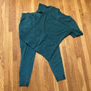 Adar Pro Women's Scrub Set Sz Small Green Jogger Shirt Pockets Elastic Waist - Picture 1 of 11