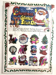 Adesivi Vintage Natale-Wynne Glitter Stick On-12 Adesivi-Made In Taiwan-Nuovi - Foto 1 di 4