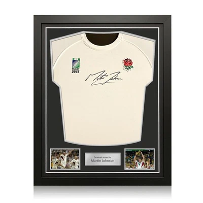 Camiseta de rugby firmada por Martin Johnson campeones conmemorativos '03 Inglaterra. Enmarcado Foto 1 de 4